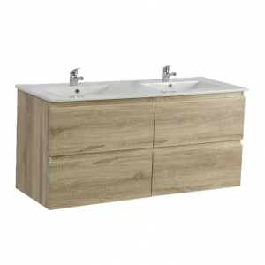 Qubist White Oak Wall Hung 1200 Vanity Cabinet Only